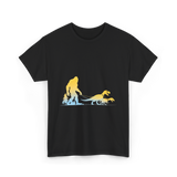 Bigfoot Walking Dinosaurs Sasquatch T-Shirt - Black