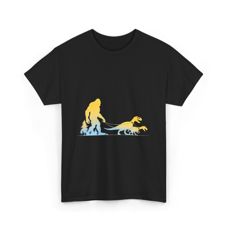 Bigfoot Walking Dinosaurs Sasquatch T-Shirt - Black