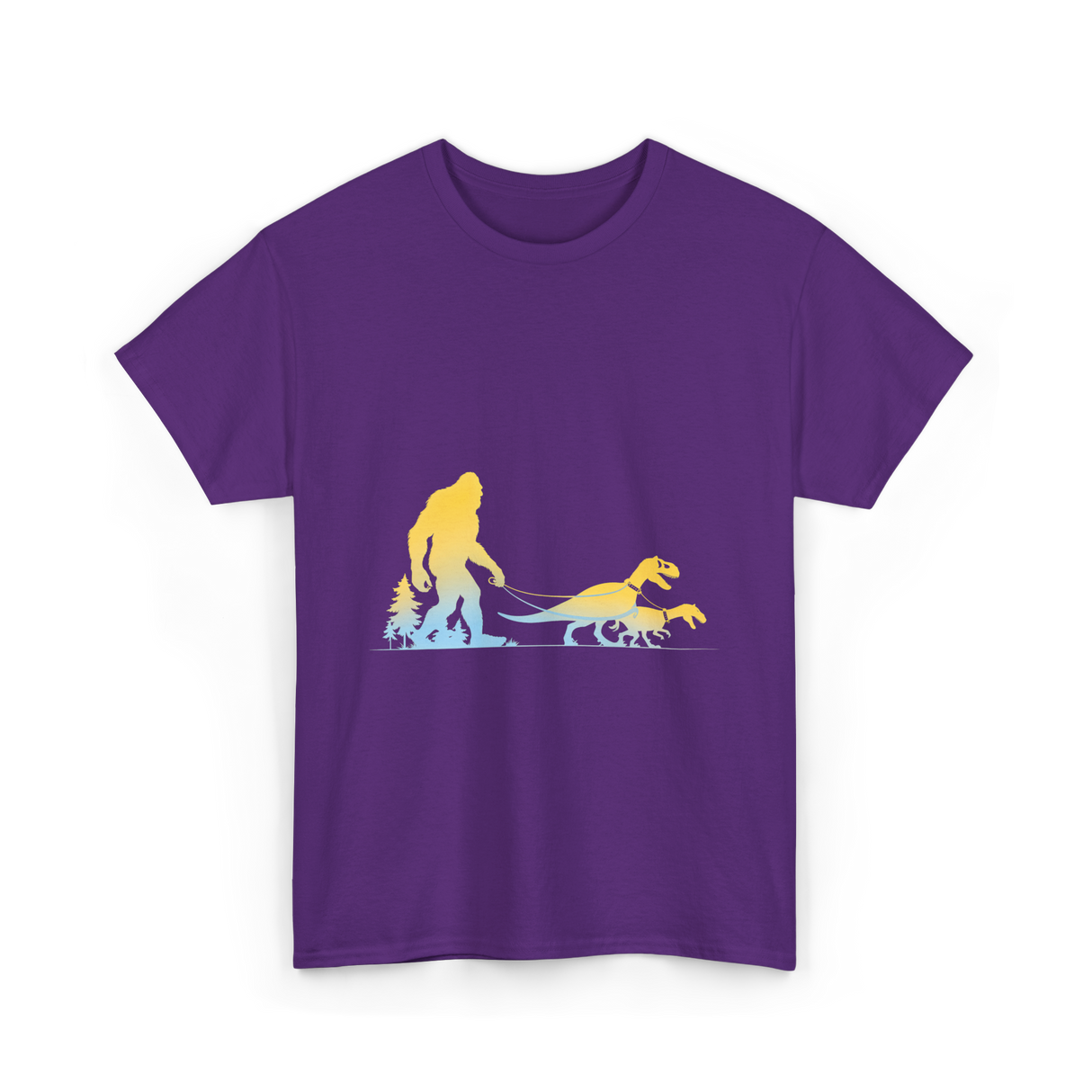 Bigfoot Walking Dinosaurs Sasquatch T-Shirt - Purple