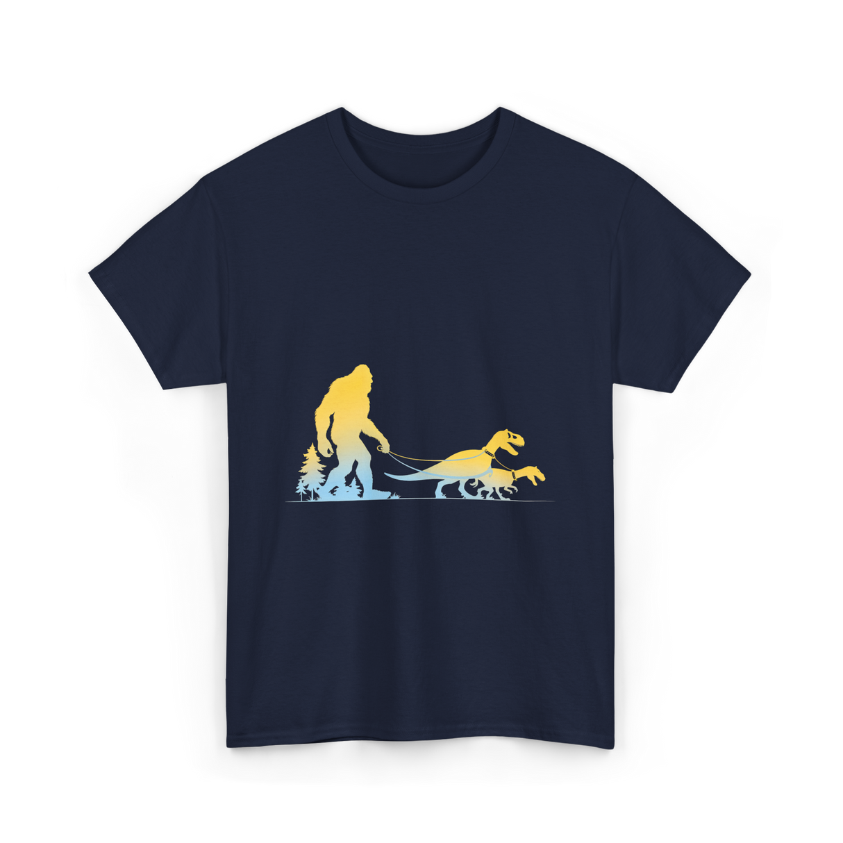 Bigfoot Walking Dinosaurs Sasquatch T-Shirt - Navy