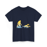 Bigfoot Walking Dinosaurs Sasquatch T-Shirt - Navy