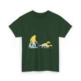 Bigfoot Walking Dinosaurs Sasquatch T-Shirt - Forest Green