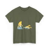 Bigfoot Walking Dinosaurs Sasquatch T-Shirt - Military Green