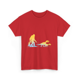 Bigfoot Walking Dinosaurs Sasquatch T-Shirt - Red