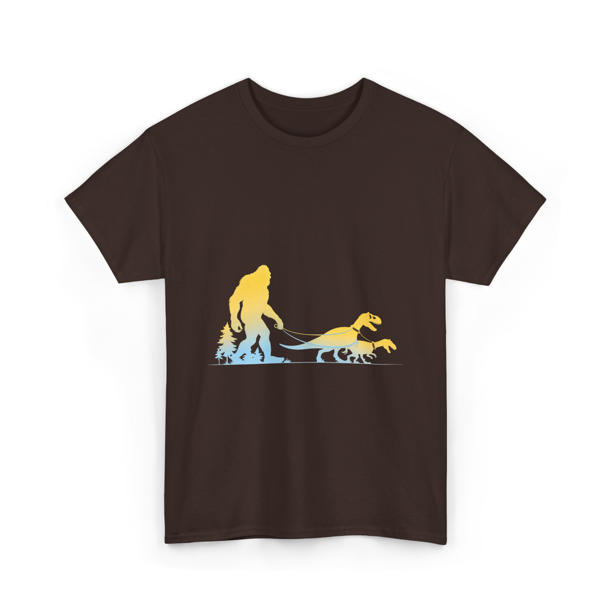 Bigfoot Walking Dinosaurs Sasquatch T-Shirt - Dark Chocolate