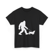 Bigfoot Walking Dog Bigfoot T-Shirt - Black