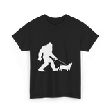 Bigfoot Walking Dog Bigfoot T-Shirt - Black