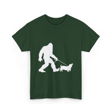 Bigfoot Walking Dog Bigfoot T-Shirt - Forest Green