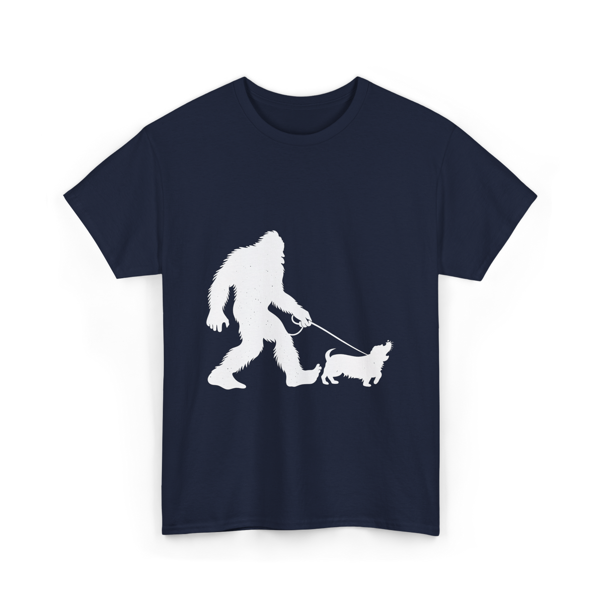 Bigfoot Walking Dog Bigfoot T-Shirt - Navy