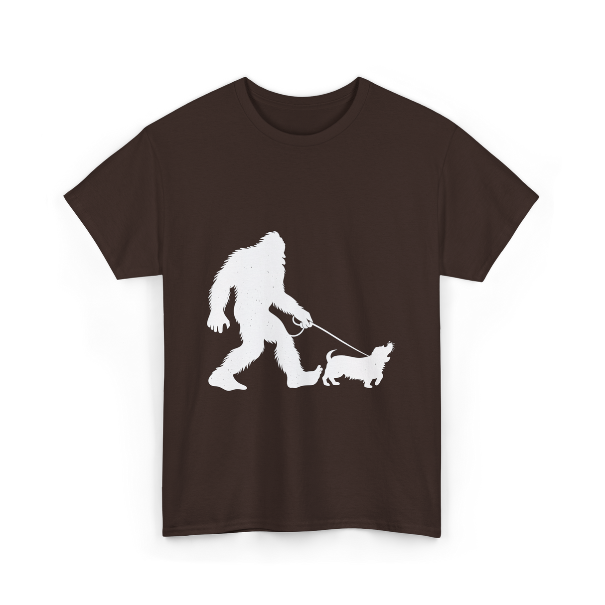 Bigfoot Walking Dog Bigfoot T-Shirt - Dark Chocolate