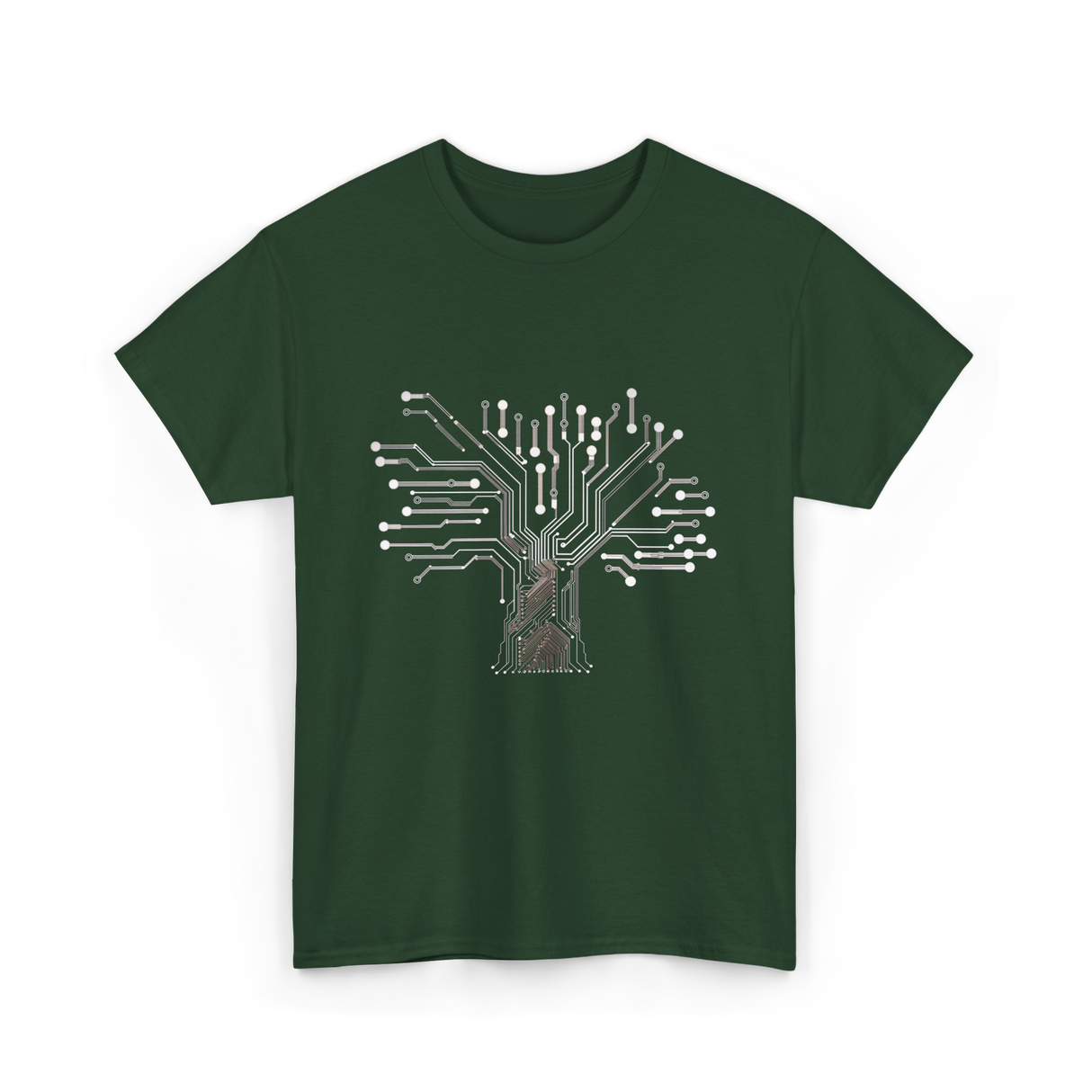 Binary Tree Circuit Electronics Engineer T-Shirt - Forest Green