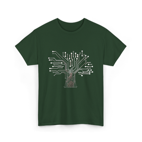 Binary Tree Circuit Electronics Engineer T-Shirt - Forest Green