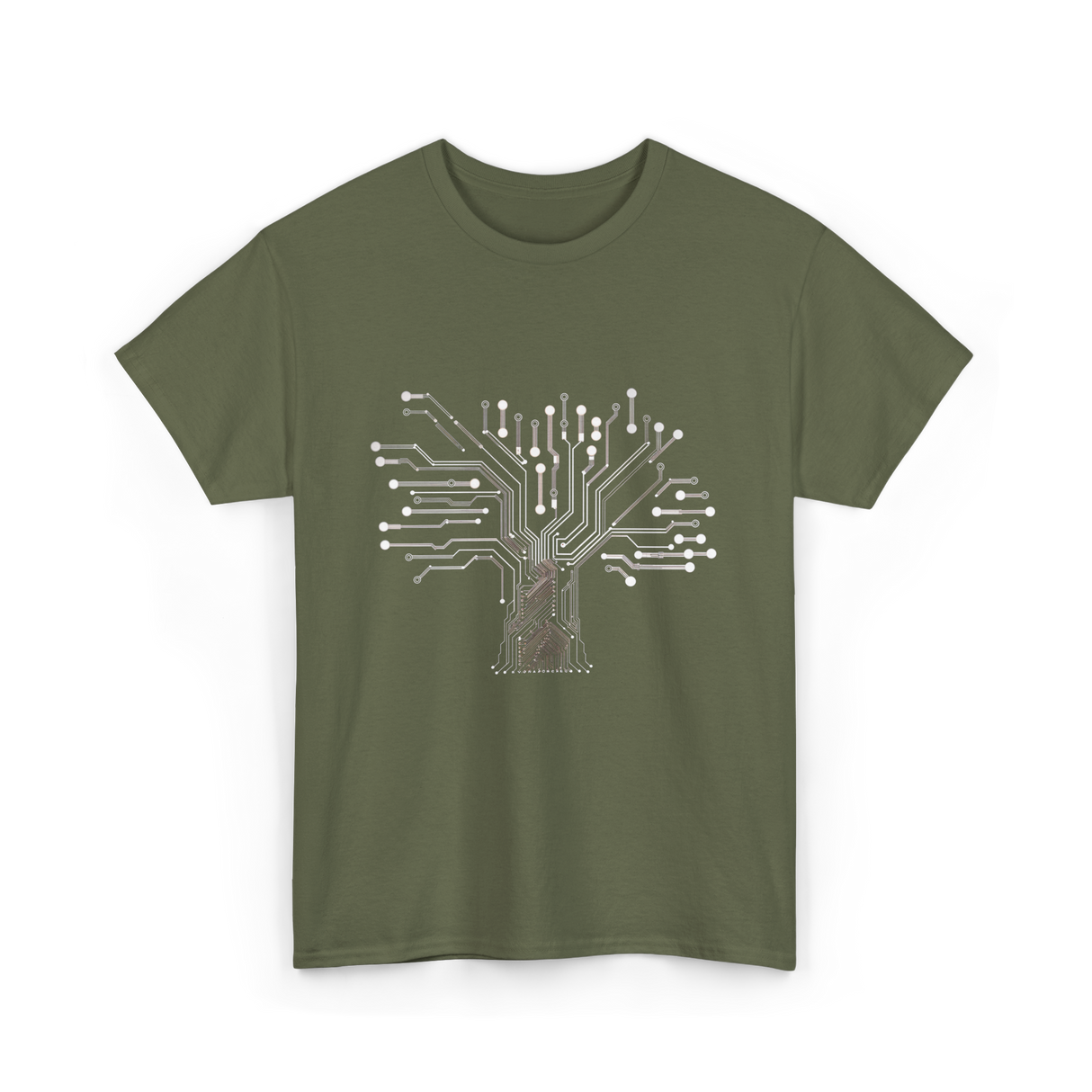 Binary Tree Circuit Electronics Engineer T-Shirt - Military Green