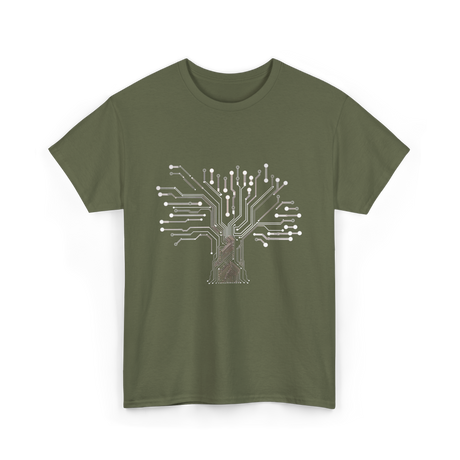 Binary Tree Circuit Electronics Engineer T-Shirt - Military Green