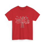 Binary Tree Circuit Electronics Engineer T-Shirt - Red