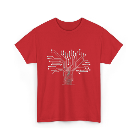 Binary Tree Circuit Electronics Engineer T-Shirt - Red