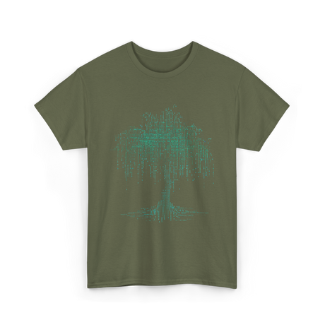 Binary Tree Coding Programmer Code T-Shirt - Military Green