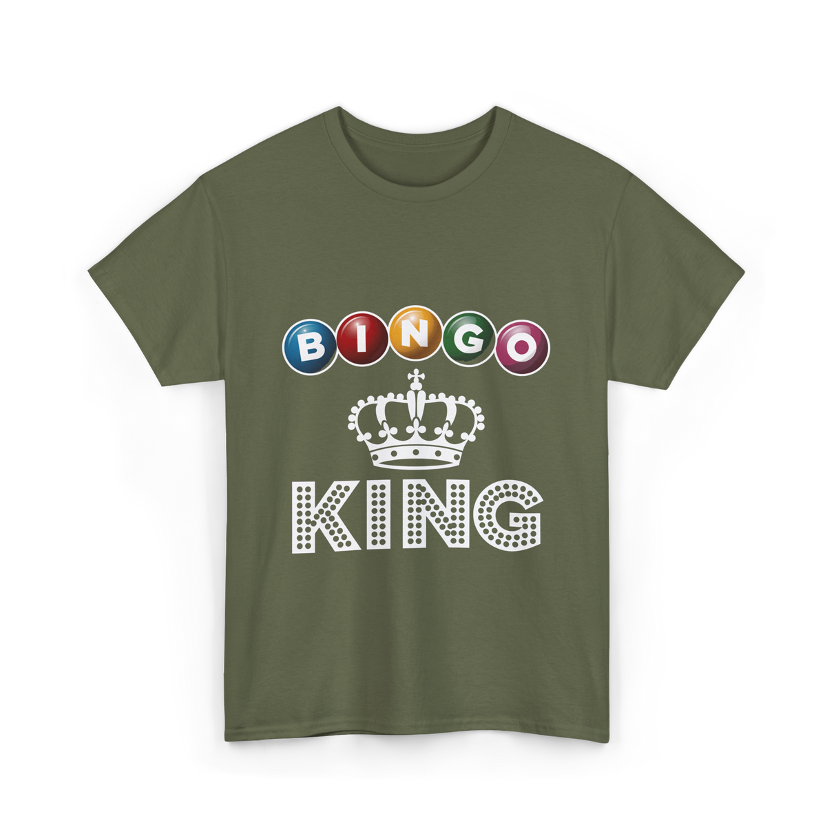 Bingo King Game Night Bingo T-Shirt - Military Green