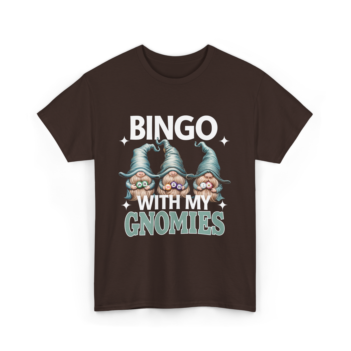 Bingo With My Gnomies Bingo T-Shirt - Dark Chocolate