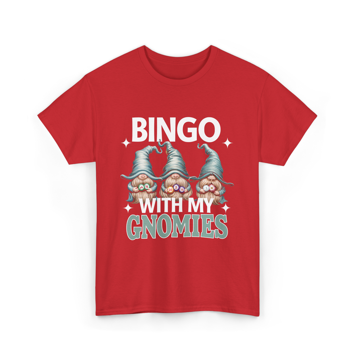 Bingo With My Gnomies Bingo T-Shirt - Red