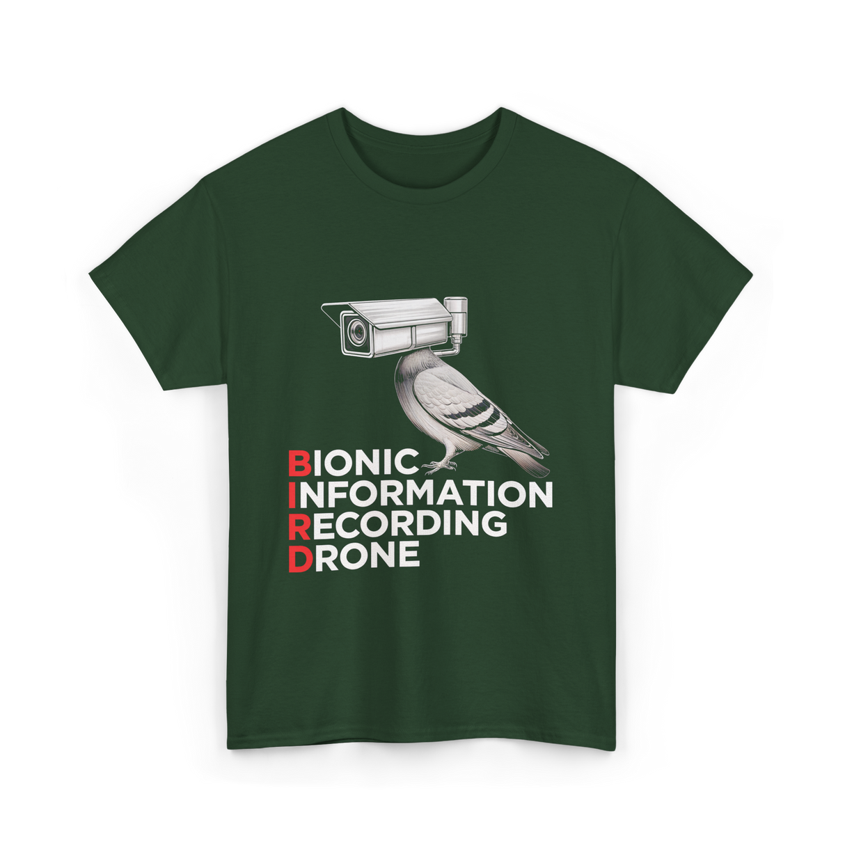 Bionic Bird Recording Drone T-Shirt - Forest Green