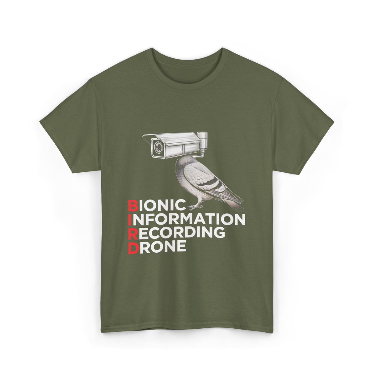 Bionic Bird Recording Drone T-Shirt - Military Green