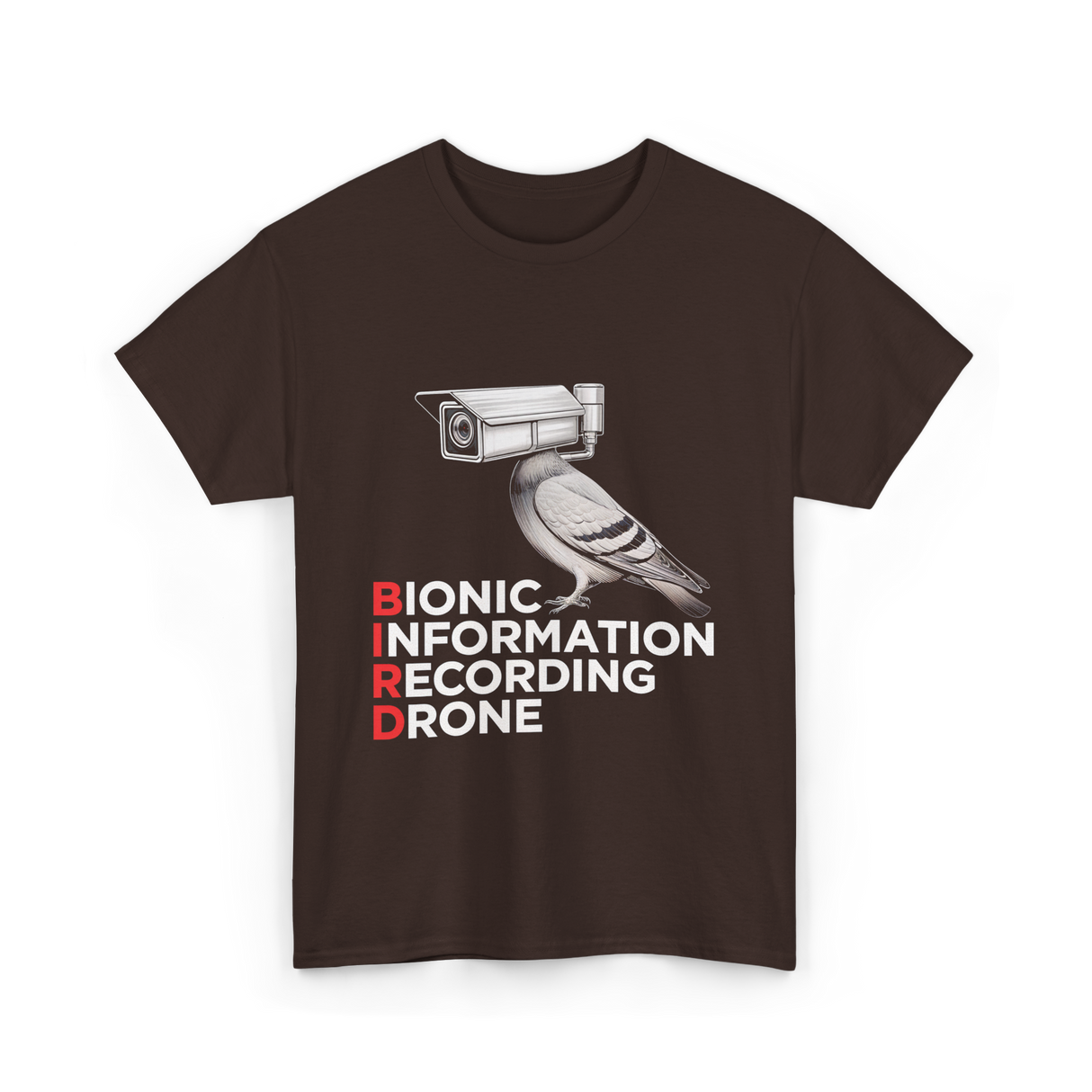 Bionic Bird Recording Drone T-Shirt - Dark Chocolate