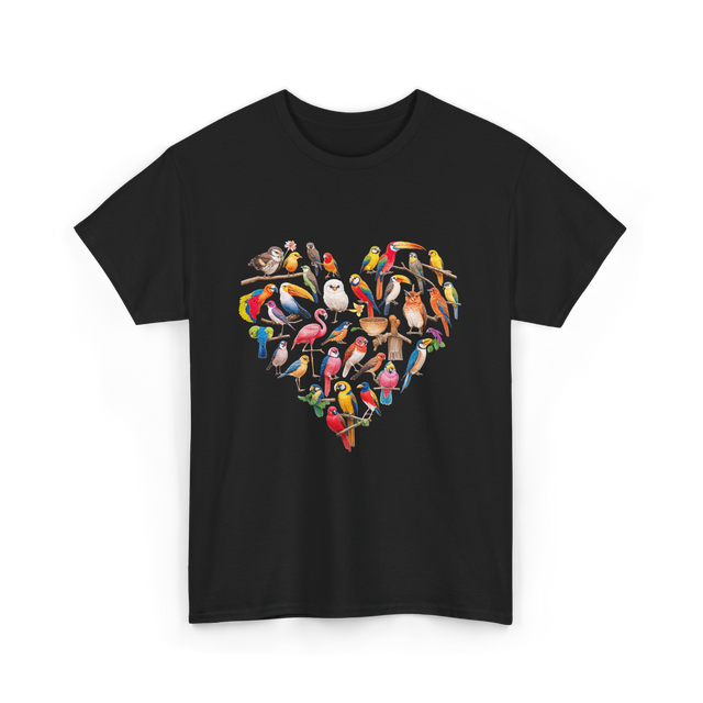 Bird Heart Birding Wildlife Birdwatching T-Shirt - Black