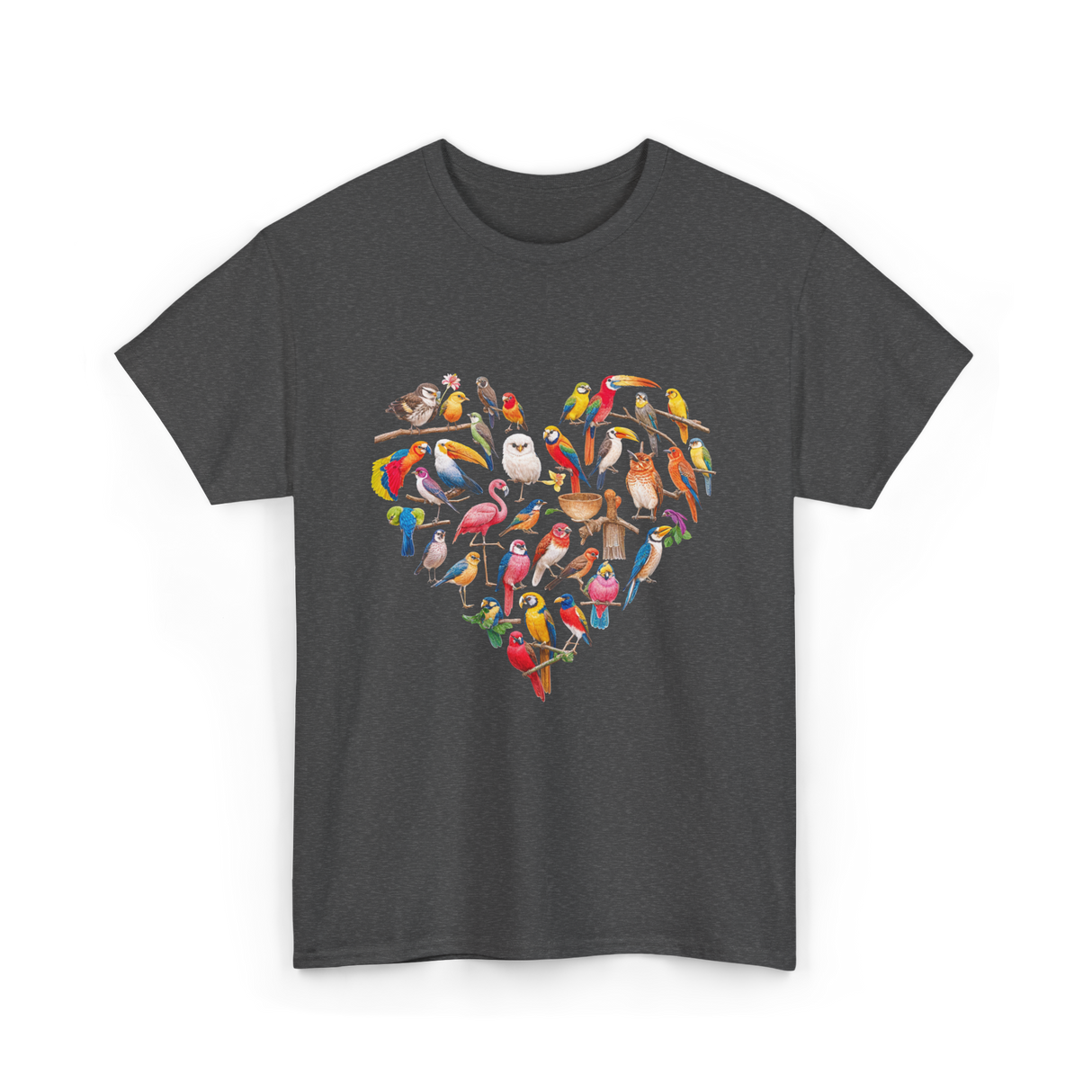 Bird Heart Birding Wildlife Birdwatching T-Shirt - Dark Heather