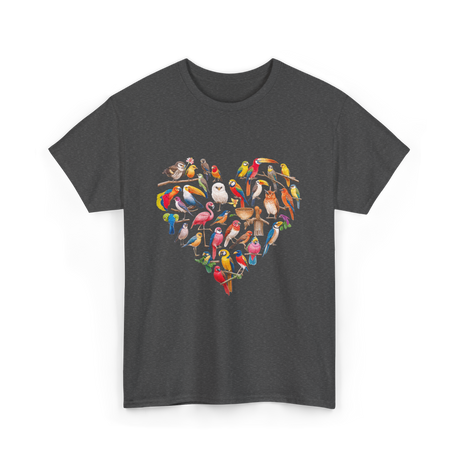 Bird Heart Birding Wildlife Birdwatching T-Shirt - Dark Heather