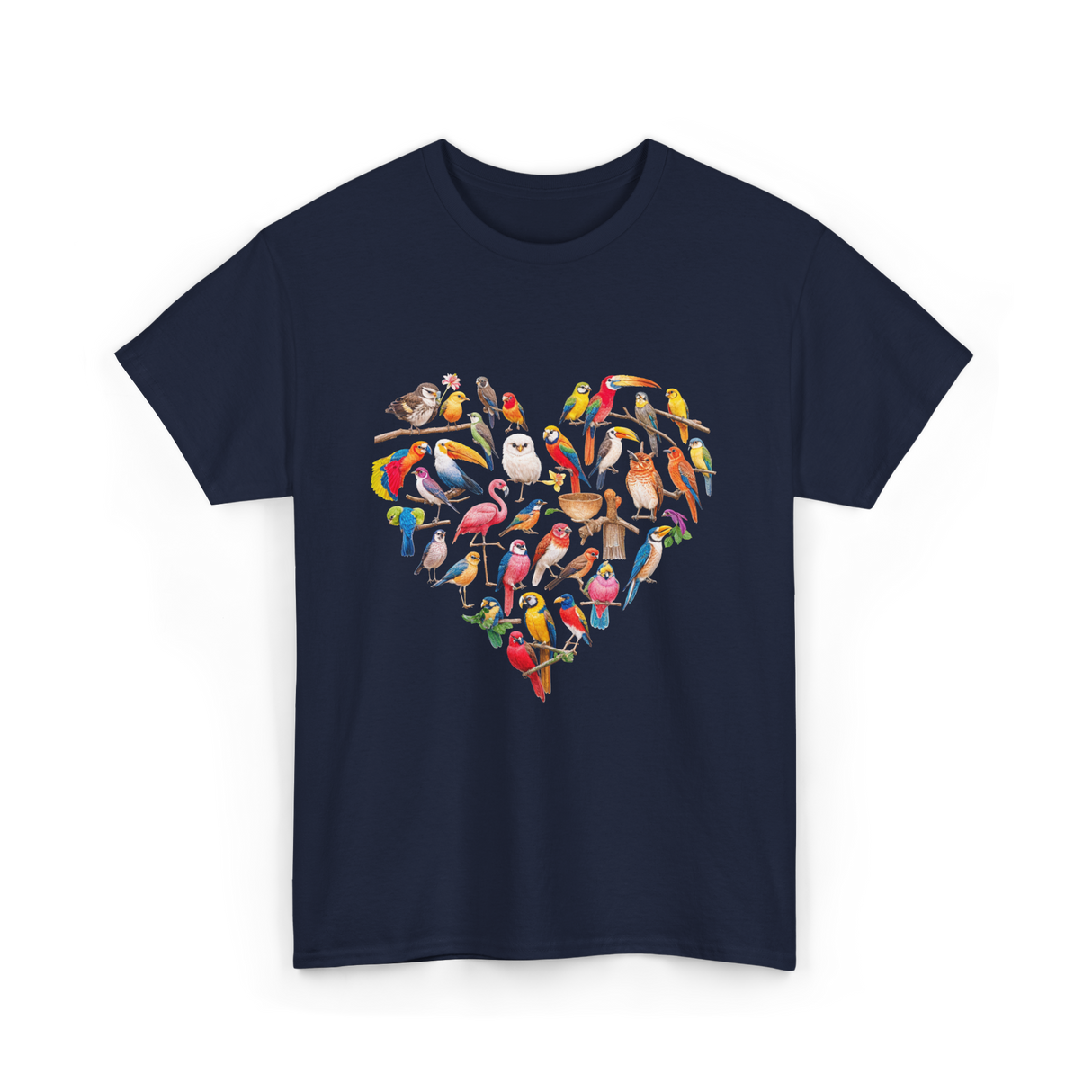 Bird Heart Birding Wildlife Birdwatching T-Shirt - Navy