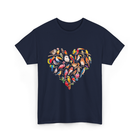 Bird Heart Birding Wildlife Birdwatching T-Shirt - Navy