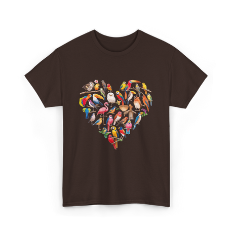 Bird Heart Birding Wildlife Birdwatching T-Shirt - Dark Chocolate