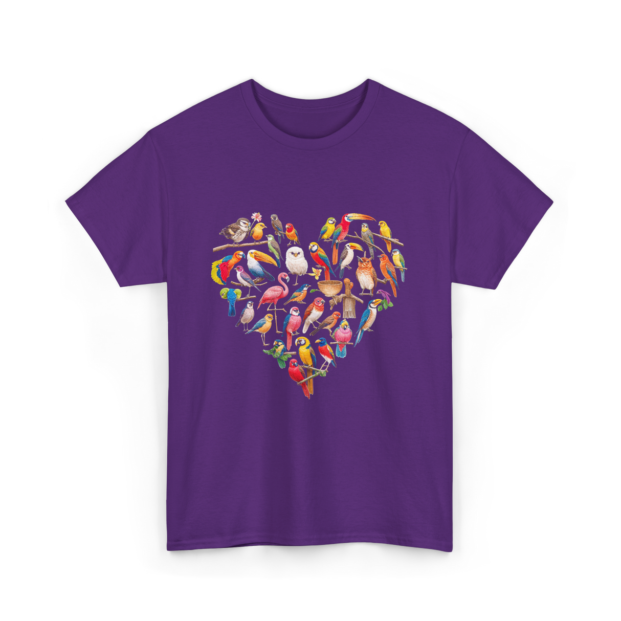 Bird Heart Birding Wildlife Birdwatching T-Shirt - Purple