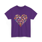 Bird Heart Birding Wildlife Birdwatching T-Shirt - Purple