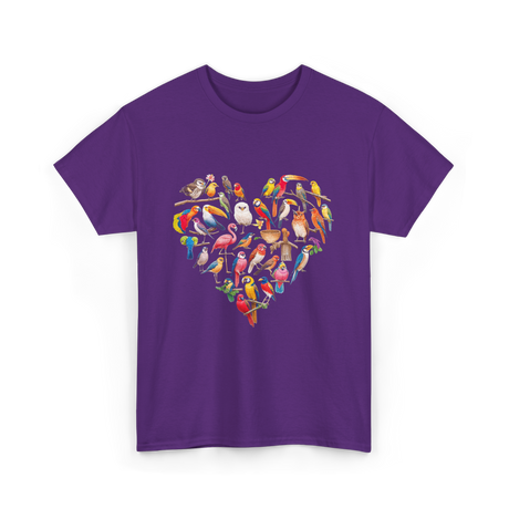 Bird Heart Birding Wildlife Birdwatching T-Shirt - Purple