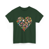 Bird Heart Birding Wildlife Birdwatching T-Shirt - Forest Green