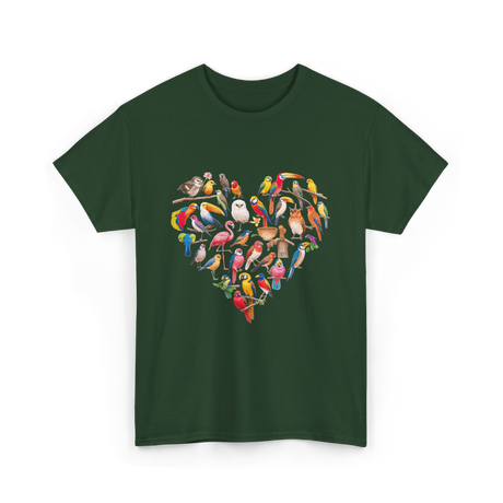 Bird Heart Birding Wildlife Birdwatching T-Shirt - Forest Green