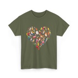 Bird Heart Birding Wildlife Birdwatching T-Shirt - Military Green