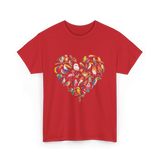 Bird Heart Birding Wildlife Birdwatching T-Shirt - Red