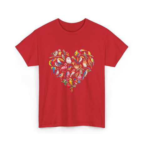 Bird Heart Birding Wildlife Birdwatching T-Shirt - Red