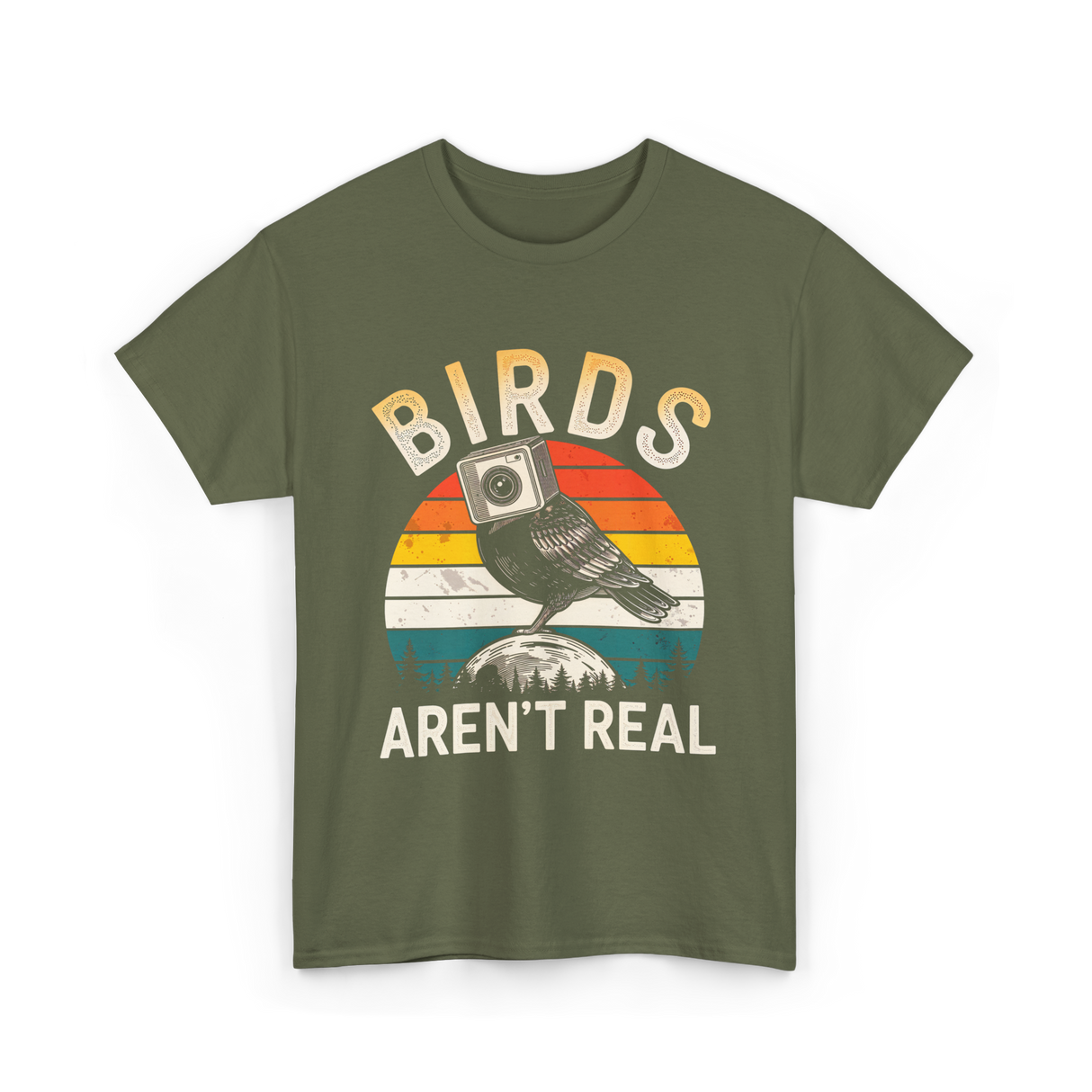 Birds Aren't Real Bird T-Shirt - Military Green