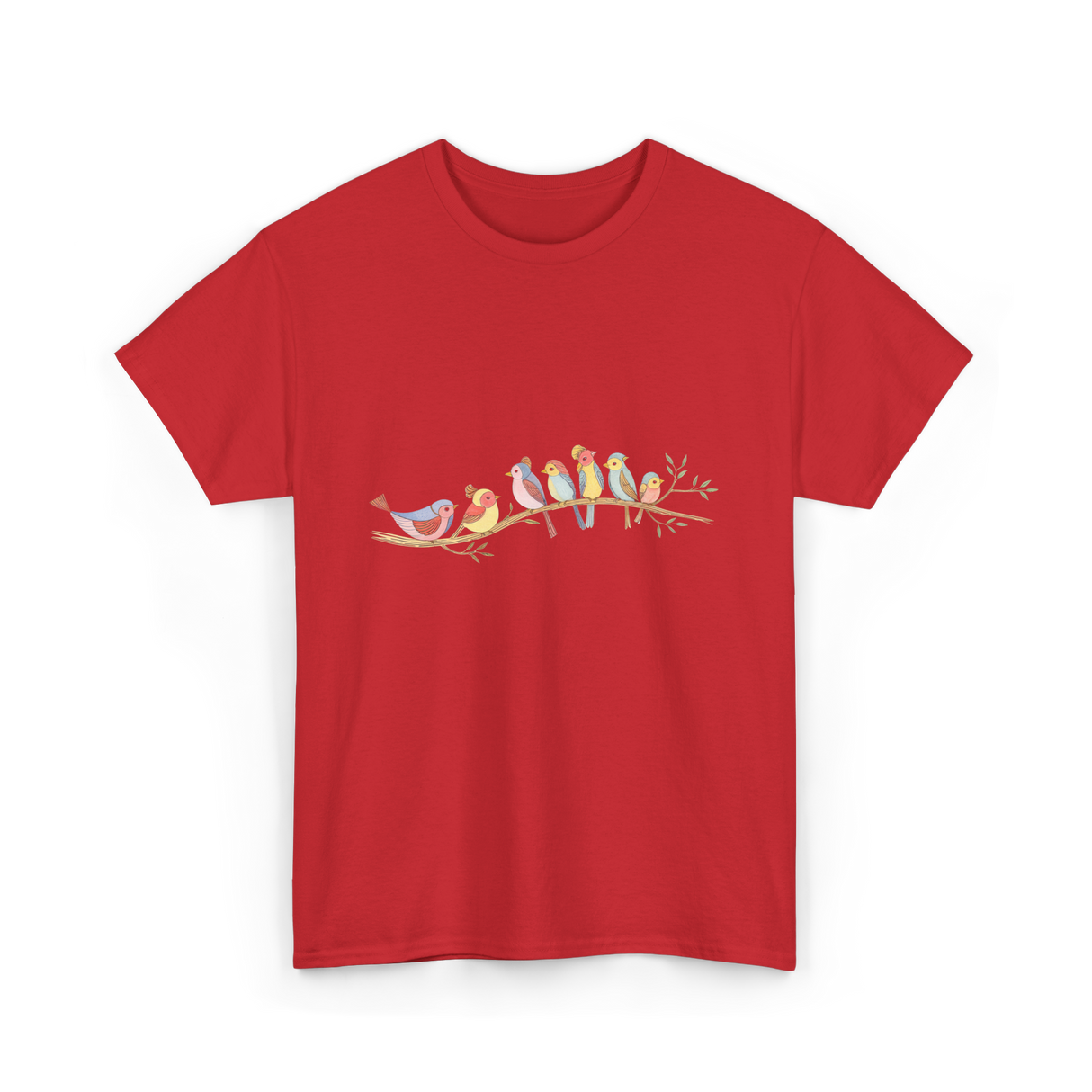 Birds On A Branch Birding T-Shirt - Red