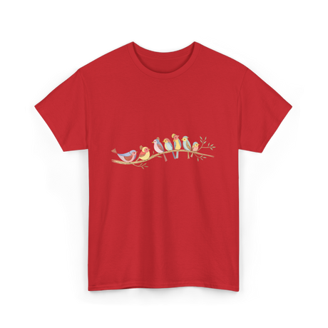 Birds On A Branch Birding T-Shirt - Red