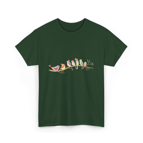 Birds On A Branch Birding T-Shirt - Forest Green