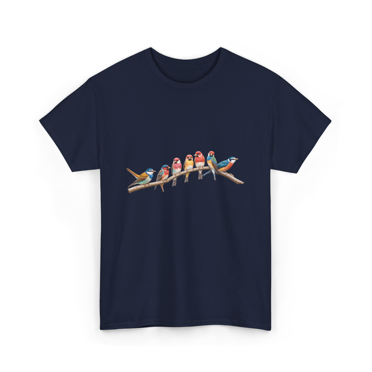 Birds On A Branch Birding T-Shirt - Navy