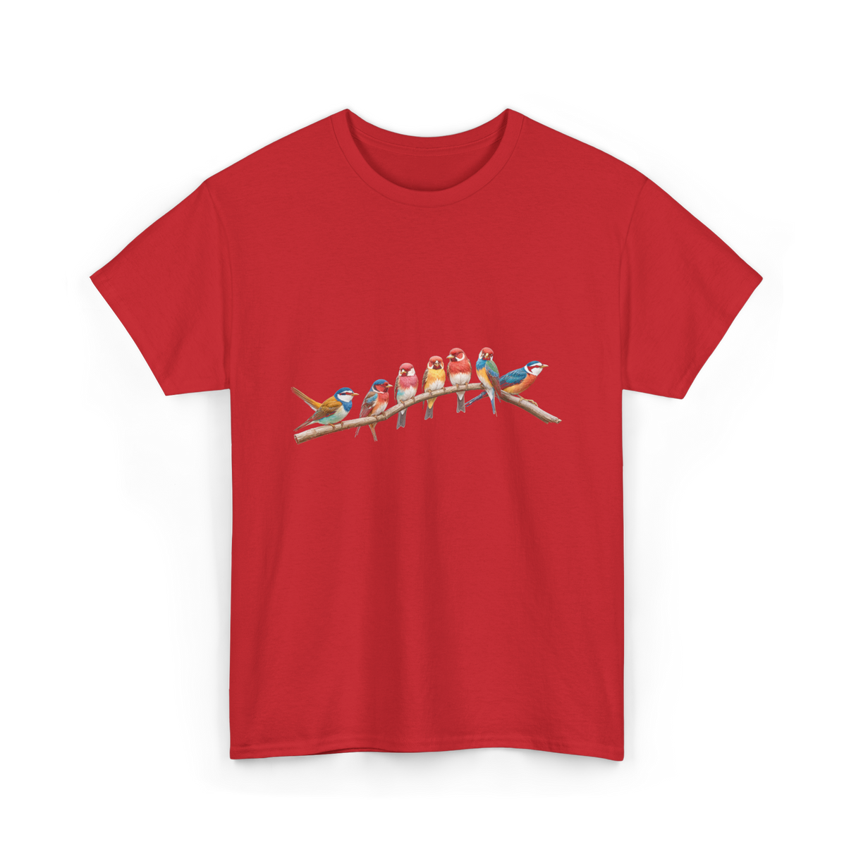 Birds On A Branch Birding T-Shirt - Red