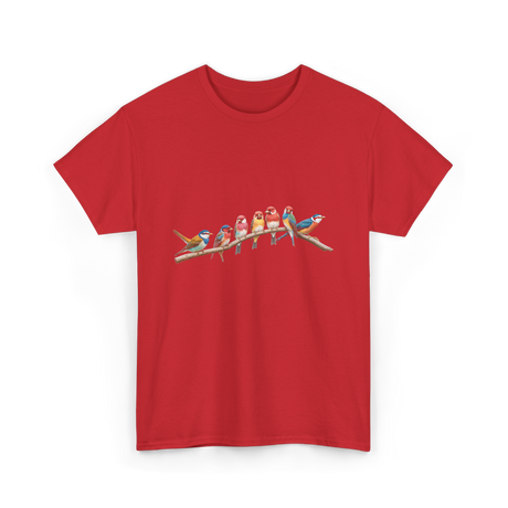 Birds On A Branch Birding T-Shirt - Red