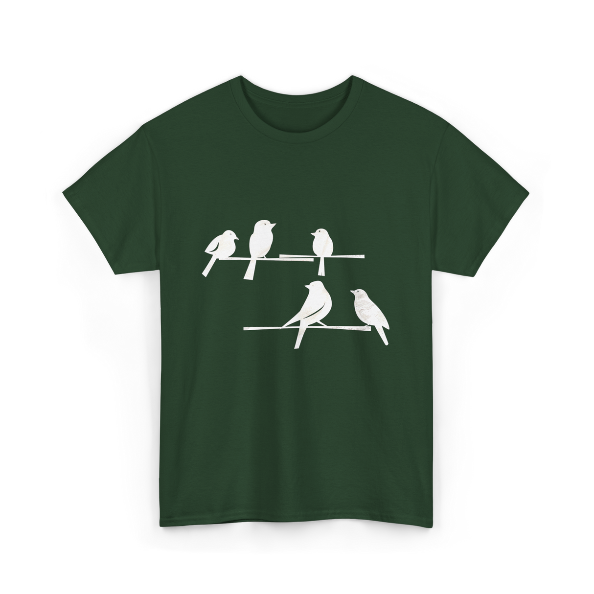 Birds On A Branch Birding T-Shirt - Forest Green