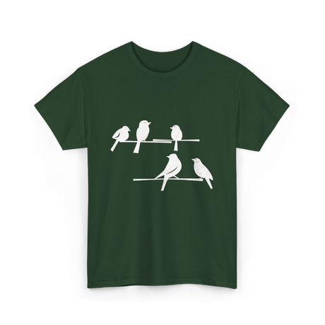 Birds On A Branch Birding T-Shirt - Forest Green